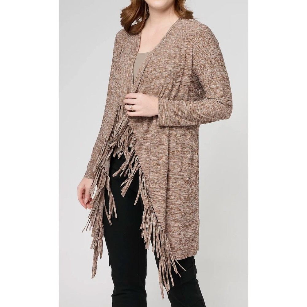 Attitudes by Renee Spacedye Cascade Brown Fringe Sweater Lightweight Timber XL